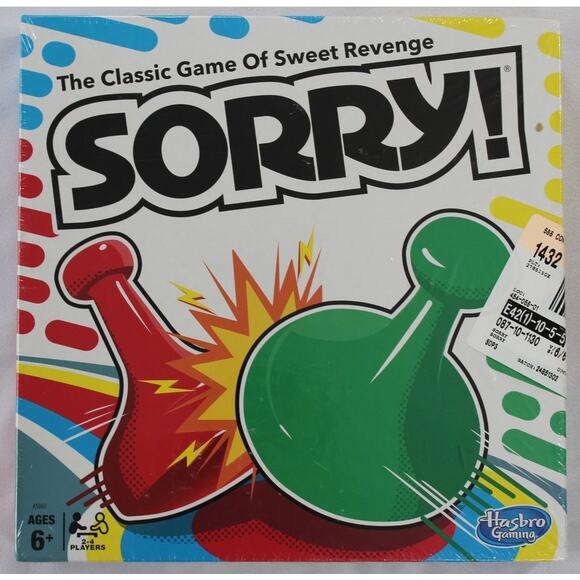 NEW Hasbro Sorry! Board Game - Classic Family Game of Sweet Revenge - Ages 6+ - Picture 1 of 2
